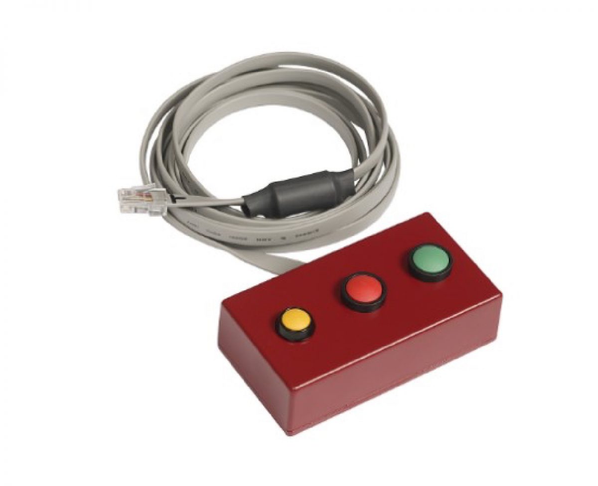 Three button acknowledgement button box with forward and reverse.
